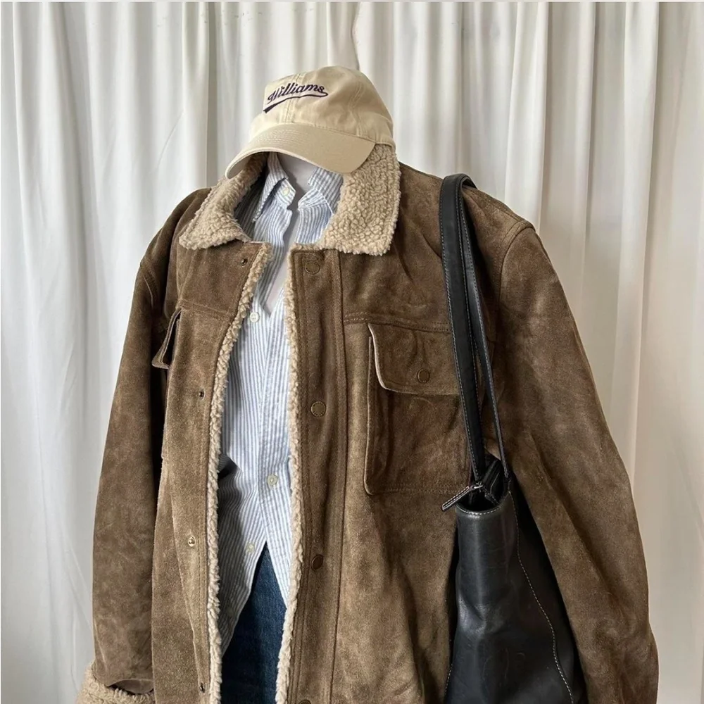 Vintage Wilson’s Leather Brown Weathered Suede Sherpa Lined Men’s Jacket. - Picture 5 of 8